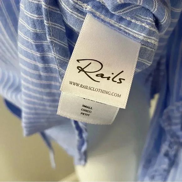 Rails Lizzi Button-down Shirt with Ruffles Bellflower Blue Stripe size Small - Picture 10 of 11